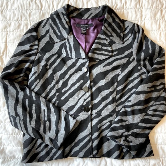Darjoni Animal Print Grey Black Fitted Blazer - Picture 1 of 7